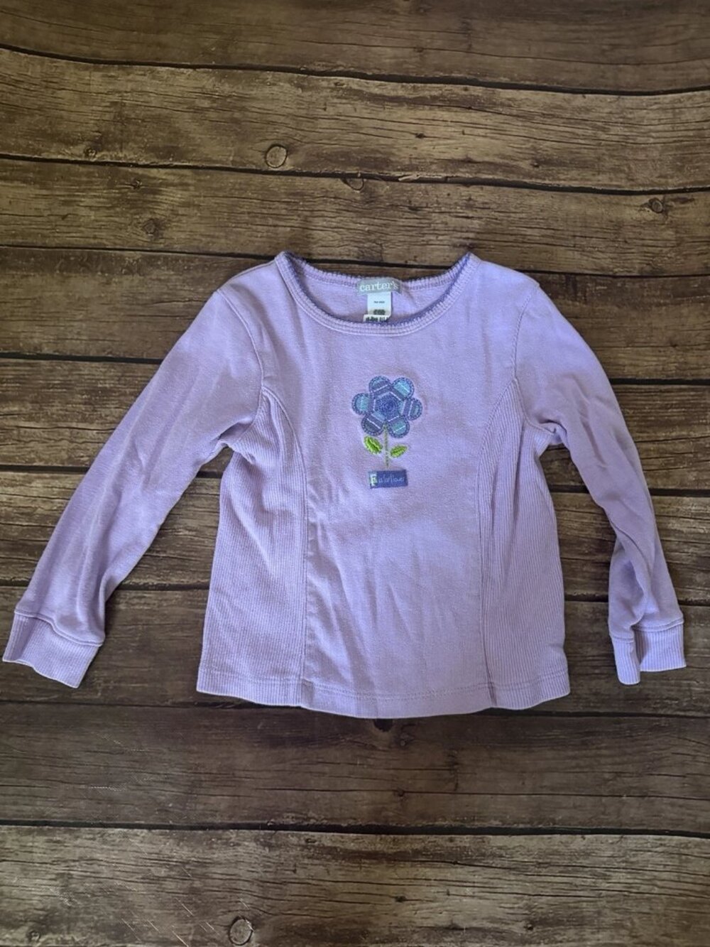 Girl’s Carter’s Purple F Is For Flower Long Sleeve Shirt 4T